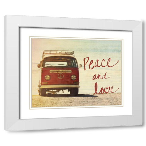 Peace and Love White Modern Wood Framed Art Print with Double Matting by Peck, Gail
