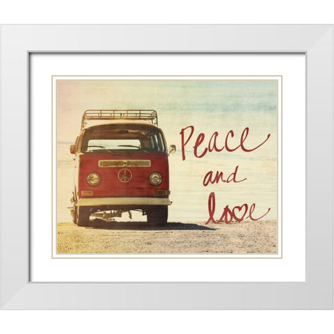 Peace and Love White Modern Wood Framed Art Print with Double Matting by Peck, Gail