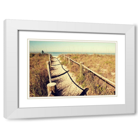 Sandy Path I White Modern Wood Framed Art Print with Double Matting by Peck, Gail