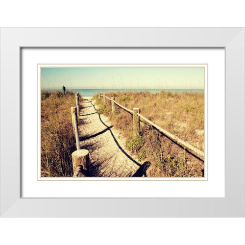 Sandy Path I White Modern Wood Framed Art Print with Double Matting by Peck, Gail