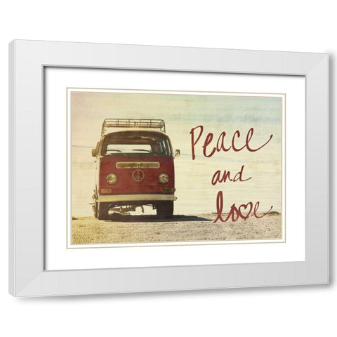 Peace and Love Border White Modern Wood Framed Art Print with Double Matting by Peck, Gail