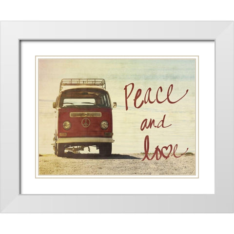 Peace and Love Border White Modern Wood Framed Art Print with Double Matting by Peck, Gail