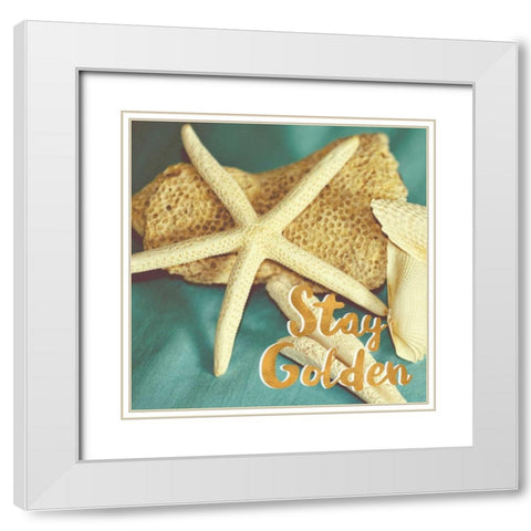 Stay Golden White Modern Wood Framed Art Print with Double Matting by Peck, Gail