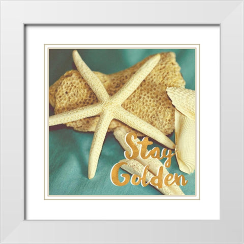 Stay Golden White Modern Wood Framed Art Print with Double Matting by Peck, Gail