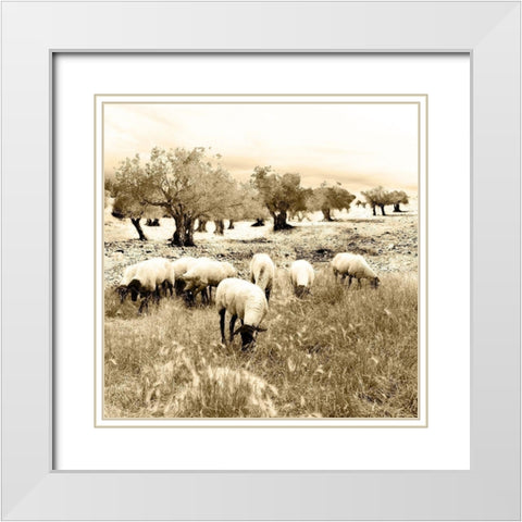 Out In The Fields White Modern Wood Framed Art Print with Double Matting by Mabat, Ynon