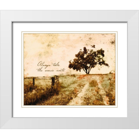 Always take the Scenic Route White Modern Wood Framed Art Print with Double Matting by Mabat, Ynon