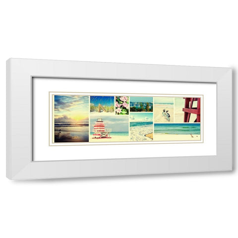 Coastal Collage Panel White Modern Wood Framed Art Print with Double Matting by Peck, Gail