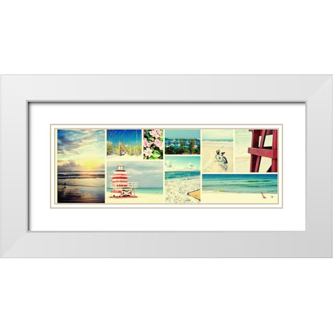 Coastal Collage Panel White Modern Wood Framed Art Print with Double Matting by Peck, Gail