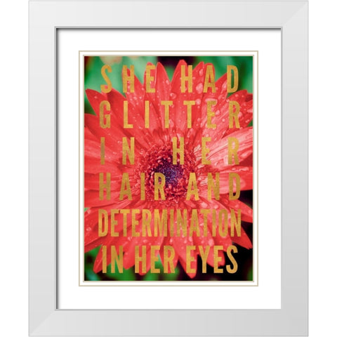 Glittery Flower II White Modern Wood Framed Art Print with Double Matting by Bryant, Susan