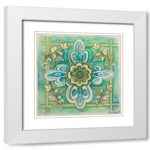French Medallion II White Modern Wood Framed Art Print with Double Matting by Gaynor, Janice