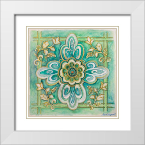 French Medallion II White Modern Wood Framed Art Print with Double Matting by Gaynor, Janice