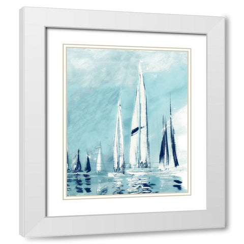 Tall Fantasy Sails White Modern Wood Framed Art Print with Double Matting by Meneely, Dan