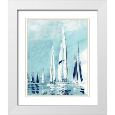 Tall Fantasy Sails White Modern Wood Framed Art Print with Double Matting by Meneely, Dan