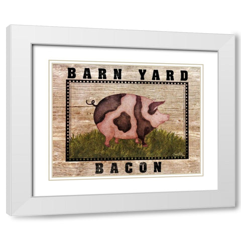 Farm Pig White Modern Wood Framed Art Print with Double Matting by Medley, Elizabeth