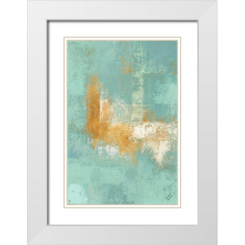 Escape into Teal Abstraction II White Modern Wood Framed Art Print with Double Matting by Marcon, Michael