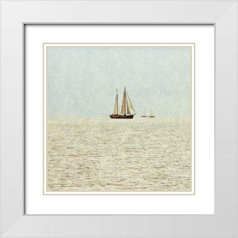 Sail Boats I White Modern Wood Framed Art Print with Double Matting by Mansfield, Kathy