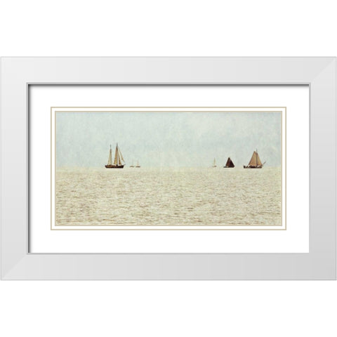 Sail Boats White Modern Wood Framed Art Print with Double Matting by Mansfield, Kathy