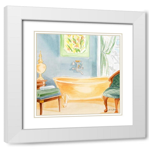 Day at the Spa II White Modern Wood Framed Art Print with Double Matting by Baliko, Linda