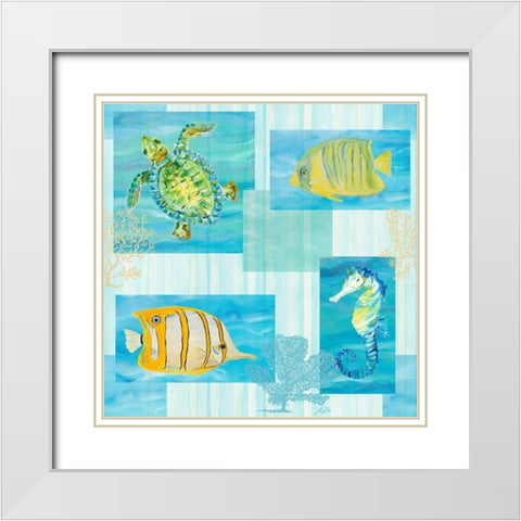 Sealife Pattern II White Modern Wood Framed Art Print with Double Matting by DeRice, Julie