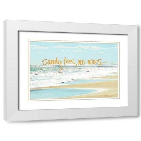 Sandy Toes, No Woes White Modern Wood Framed Art Print with Double Matting by Nawrocke, Bruce