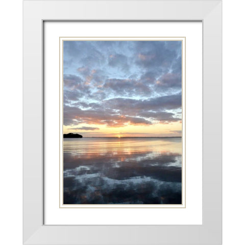 Lake Eustis Sunset White Modern Wood Framed Art Print with Double Matting by Nawrocke, Bruce