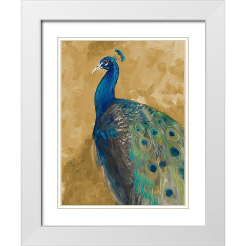 Royal Plume on Gold White Modern Wood Framed Art Print with Double Matting by Maria, Robin