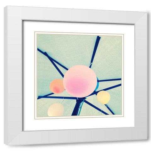 Balloons Border White Modern Wood Framed Art Print with Double Matting by Saghini, Lisa Hill