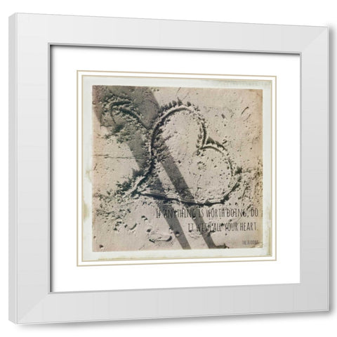 Shadow Hearts Buddha White Modern Wood Framed Art Print with Double Matting by Saghini, Lisa Hill