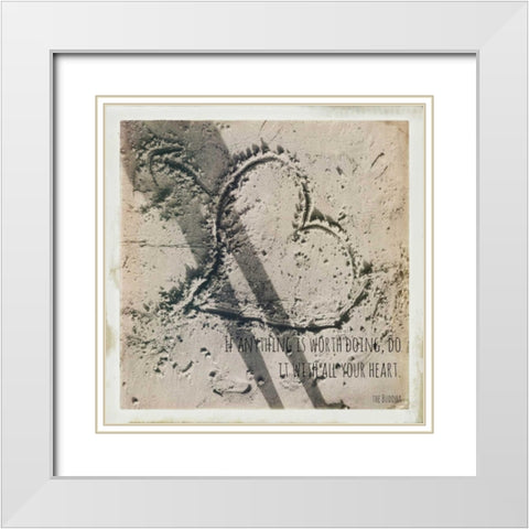 Shadow Hearts Buddha White Modern Wood Framed Art Print with Double Matting by Saghini, Lisa Hill