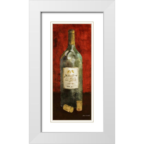 Red Wine and Cork II (red background) White Modern Wood Framed Art Print with Double Matting by Loreth, Lanie