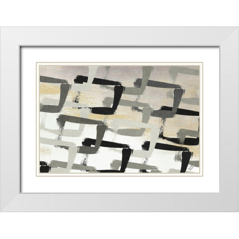 Gray Abstract White Modern Wood Framed Art Print with Double Matting by Marcon, Michael