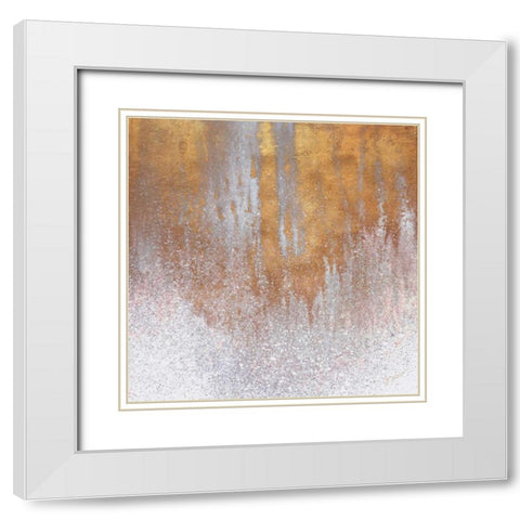 Gold Summer Woods Square White Modern Wood Framed Art Print with Double Matting by Mercado, M.