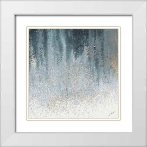 Teal Summer Woods I White Modern Wood Framed Art Print with Double Matting by Mercado, M.