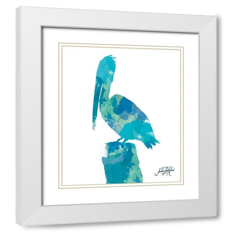 Watercolor Pelican 1 White Modern Wood Framed Art Print with Double Matting by DeRice, Julie
