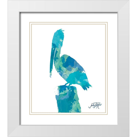 Watercolor Pelican 1 White Modern Wood Framed Art Print with Double Matting by DeRice, Julie
