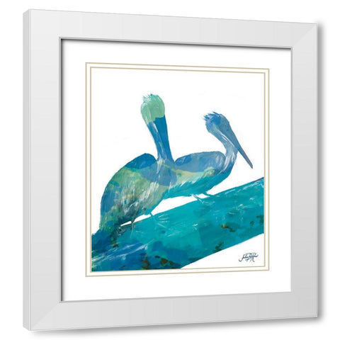Watercolor Pelican II White Modern Wood Framed Art Print with Double Matting by DeRice, Julie