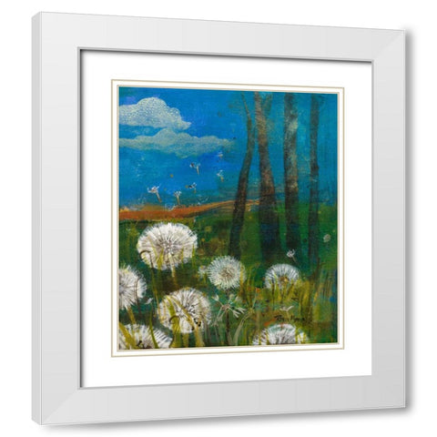 Dandelion Wishes White Modern Wood Framed Art Print with Double Matting by Maria, Robin