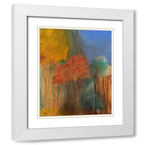 Red Tree White Modern Wood Framed Art Print with Double Matting by Maria, Robin