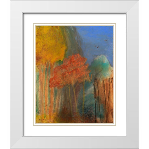 Red Tree White Modern Wood Framed Art Print with Double Matting by Maria, Robin