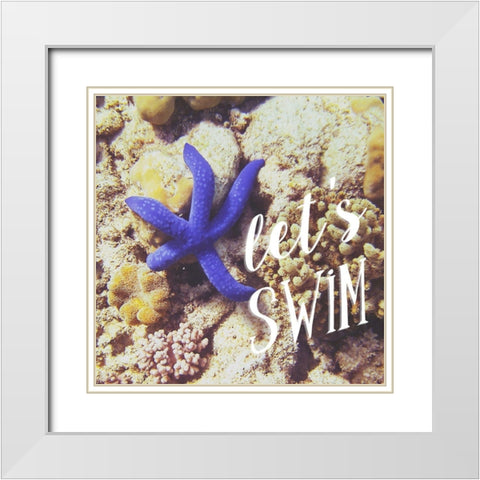 Lets Swim White Modern Wood Framed Art Print with Double Matting by Mansfield, Kathy