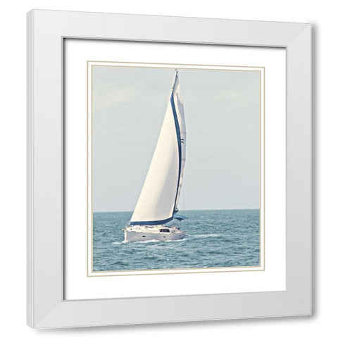 Sailboat in the Ocean White Modern Wood Framed Art Print with Double Matting by Mansfield, Kathy