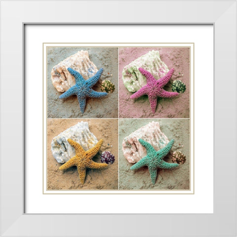 Colorful Starfish White Modern Wood Framed Art Print with Double Matting by Mansfield, Kathy