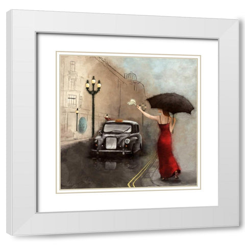 London Streets I White Modern Wood Framed Art Print with Double Matting by SD Graphics Studio