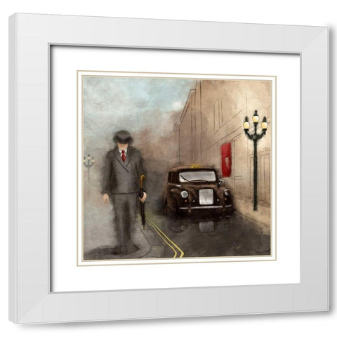 London Streets II White Modern Wood Framed Art Print with Double Matting by SD Graphics Studio