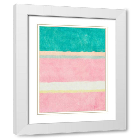 Rectangle Beach Blocks of Color II White Modern Wood Framed Art Print with Double Matting by SD Graphics Studio