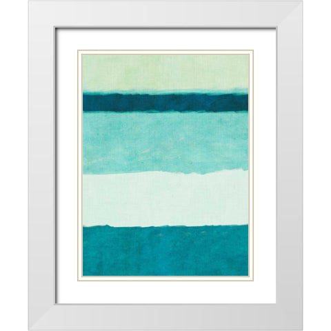 Rectangle Teal Blocks of Color II White Modern Wood Framed Art Print with Double Matting by SD Graphics Studio