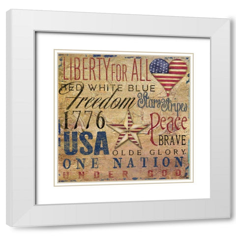 America Typography I White Modern Wood Framed Art Print with Double Matting by Medley, Elizabeth