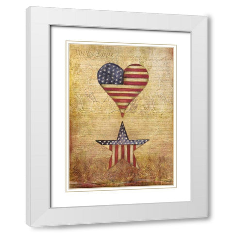 America Stars Flag White Modern Wood Framed Art Print with Double Matting by Medley, Elizabeth