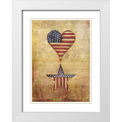 America Stars Flag White Modern Wood Framed Art Print with Double Matting by Medley, Elizabeth