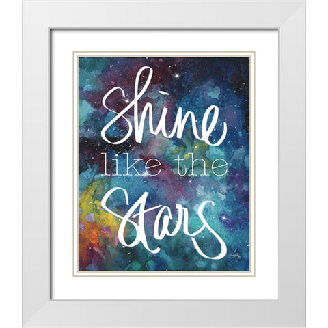 Shine Like the Stars White Modern Wood Framed Art Print with Double Matting by Medley, Elizabeth